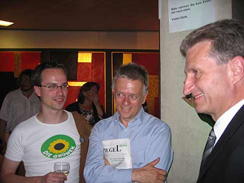 Henning Schürig, Fritz Kuhn und Ministerpräsident Günther Oettinger