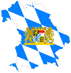 Bayern (Karte mit weiß-blauen Rauten und Wappen)
