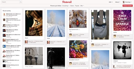 Pinterest-Startseite (Screenshot)