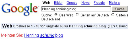 Henning Schüring? Meinten Sie Henning Schürig? (Google-Screenshot)