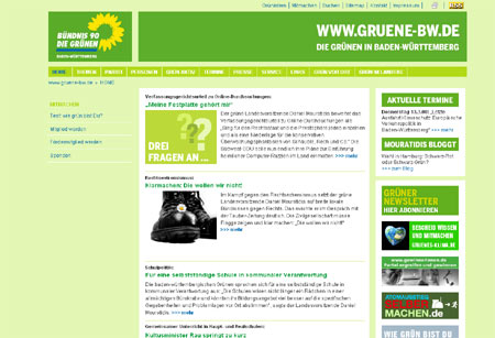 Screenshot vom Relaunch gruene-bw.de (Bündnis 90/Die Grünen Baden-Württemberg)